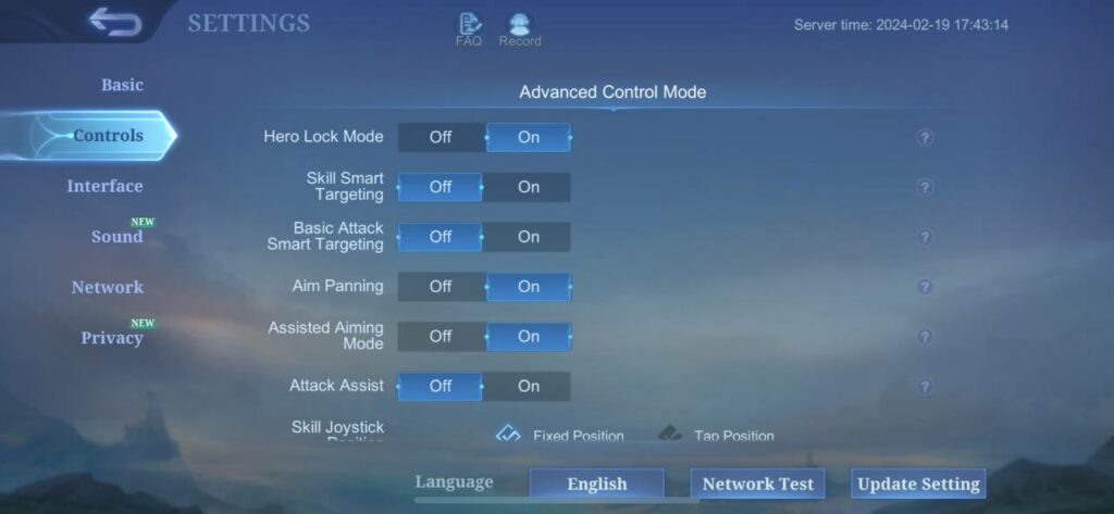 Setting control Wanwan