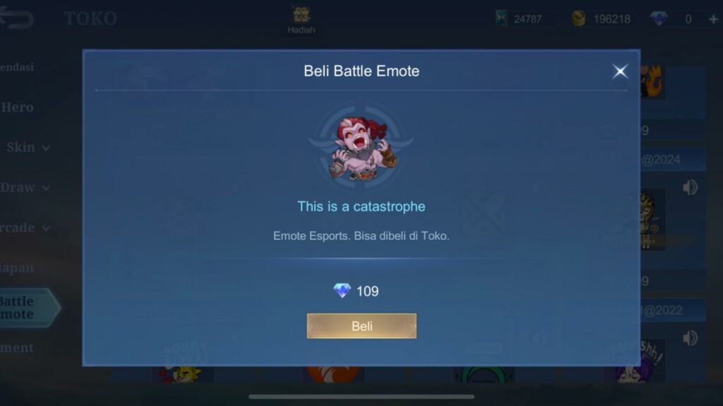 Mobile Legends, Battle Emote Ini Bencana