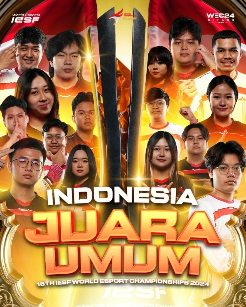 Timnas Esports Indonesia Juara Umum IESF WEC 2024