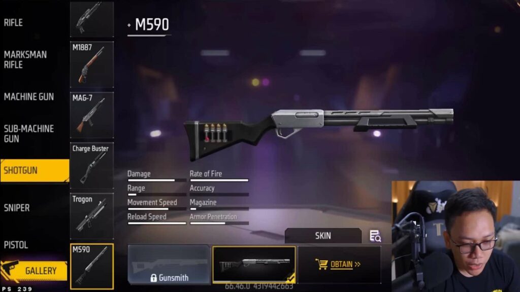 Shotgun M590 Free Fire, Free Fire